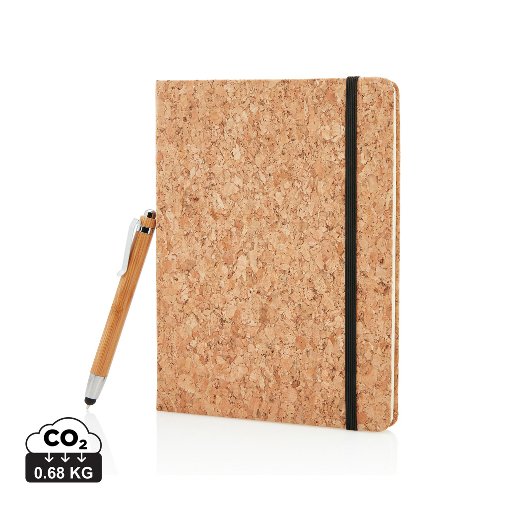 XD Collection Kork-Notizbuch A5 mit Bambus-Stift und Stylus, FSC-Mix XD Collection Kork-Notizbuch A5 mit Bambus-Stift und Stylus, FSC-Mix