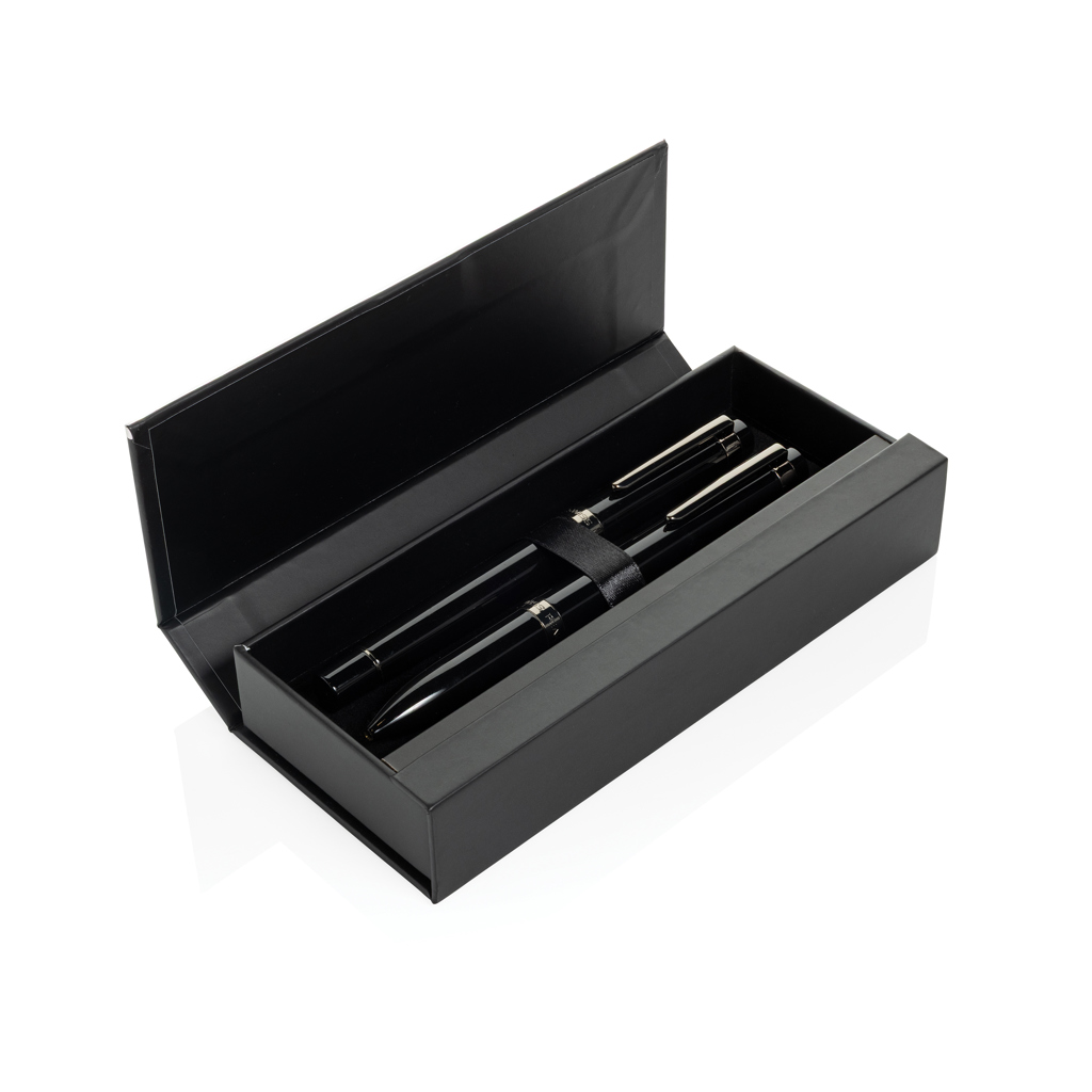 Swiss Peak OSLO Schreibset – Kugelschreiber und Rollerball aus recyceltem Edelstahl, mit Logo gravierbar