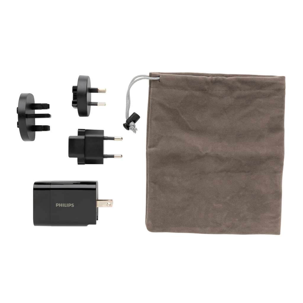 Philips USB-C PD 30W Reiseladegerät, 4 Stecker – schwarz