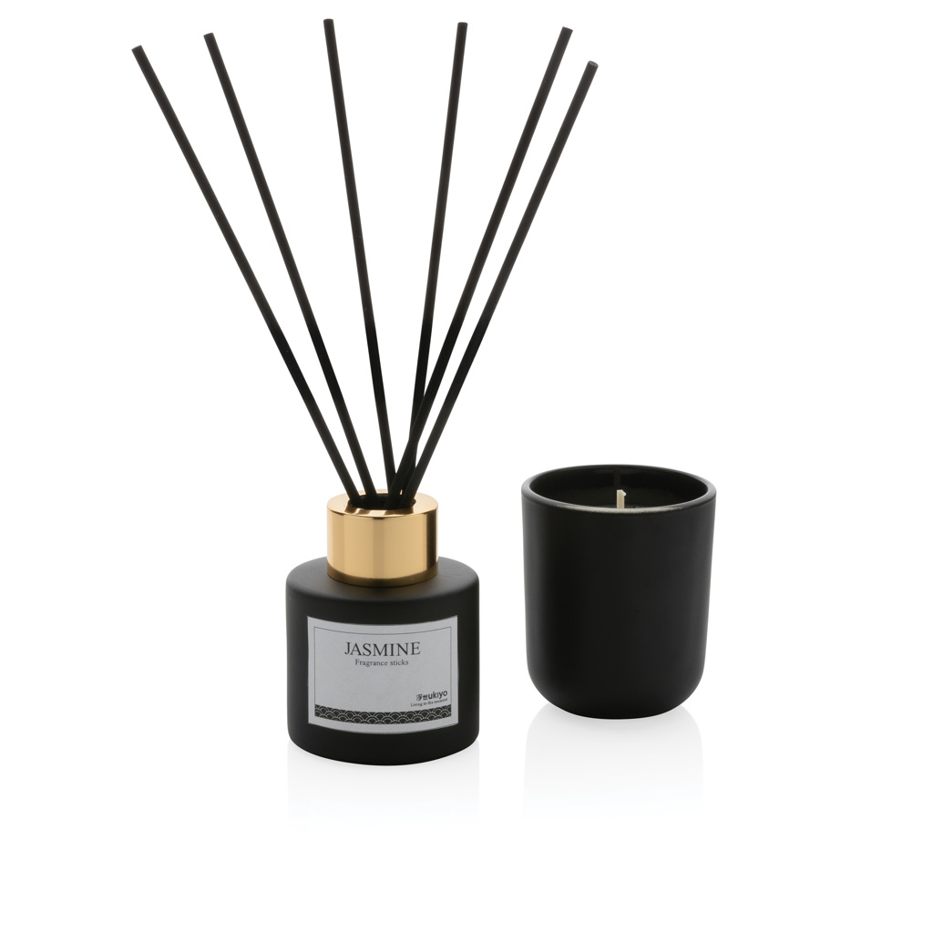 Ukiyo Geschenkset Jasmin – Sojawachskerze & Duftstäbchen