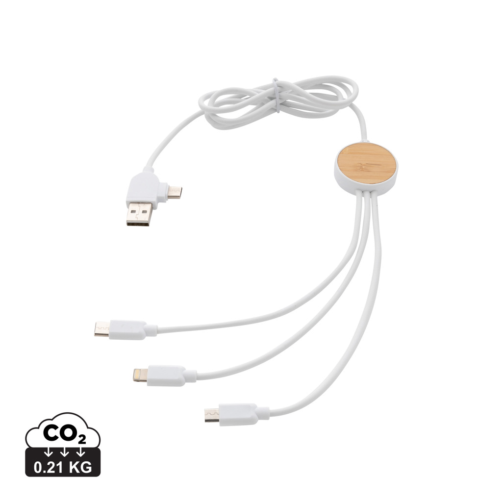 Ontario 6-in-1 Multikabel aus Recyclingmaterial – Vielseitiges Werbegeschenk für Events
