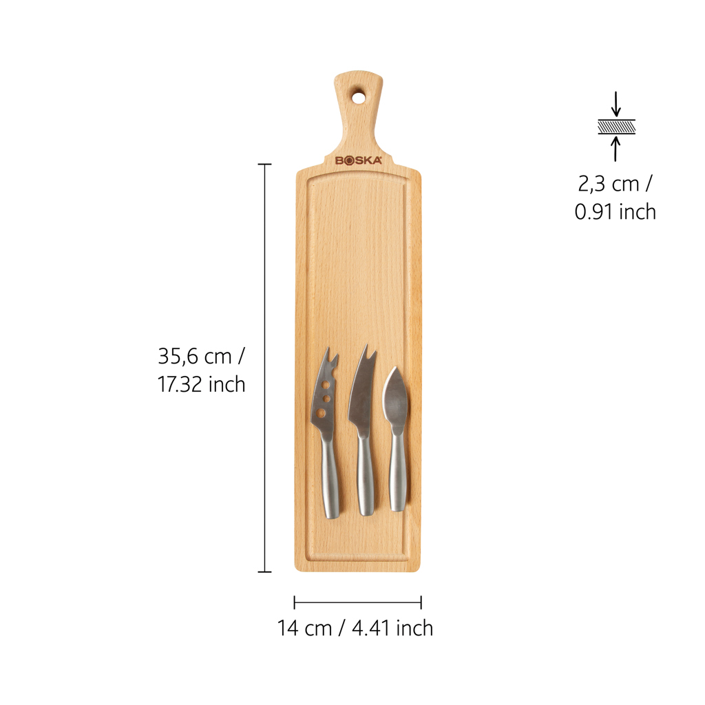 BOSKA Käse-Set Amigo mit Buchenholzbrett – bedruckbar mit CO2-Gravur BOSKA Käse-Set Amigo mit Buchenholzbrett – bedruckbar mit CO2-Gravur