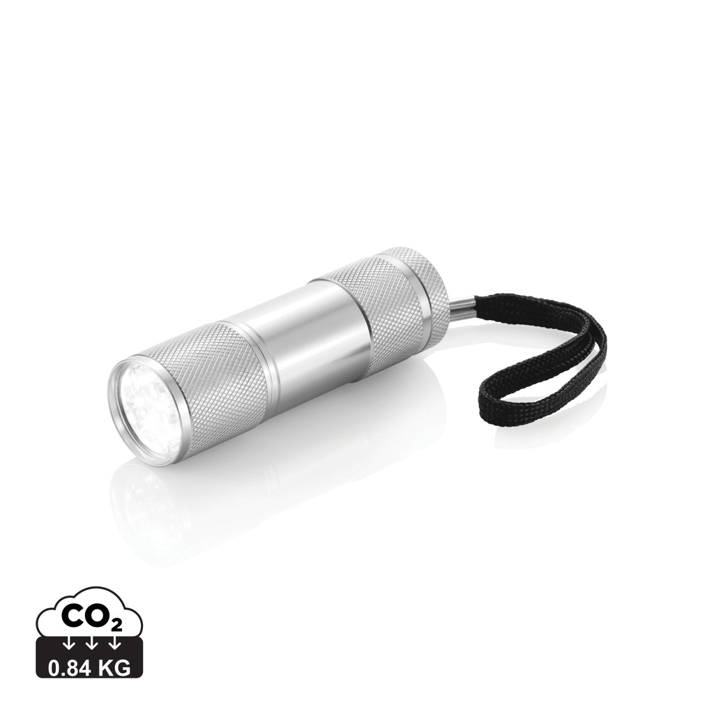 XD Collection Quattro Aluminiumtaschenlampe mit 9 LEDs – Lasergravur & Tampondruck