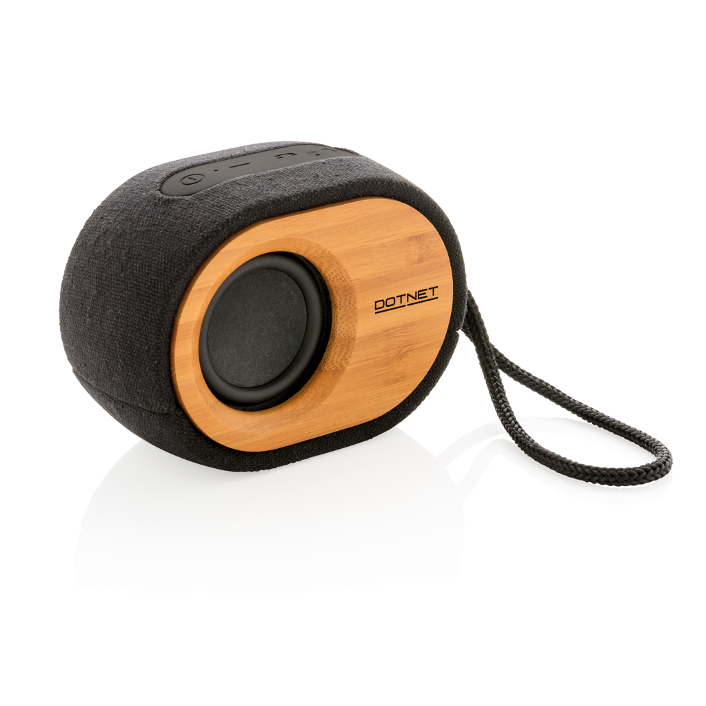 Recyceltes PET & Bambus Bluetooth Lautsprecher – schwarz Recyceltes PET & Bambus Bluetooth Lautsprecher – schwarz