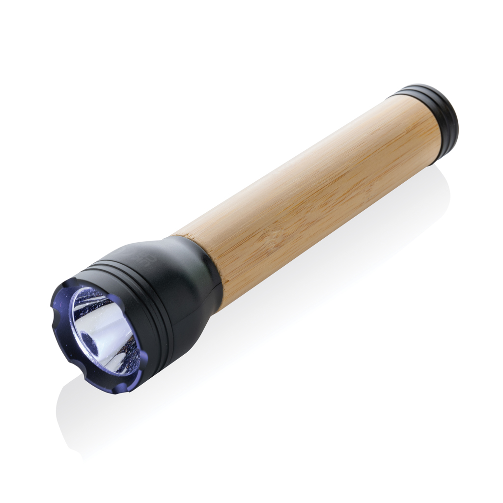 Lucid 5W USB-C Taschenlampe aus FSC-Bambus und recyceltem ABS (RCS) – mit Logo bedruckbar