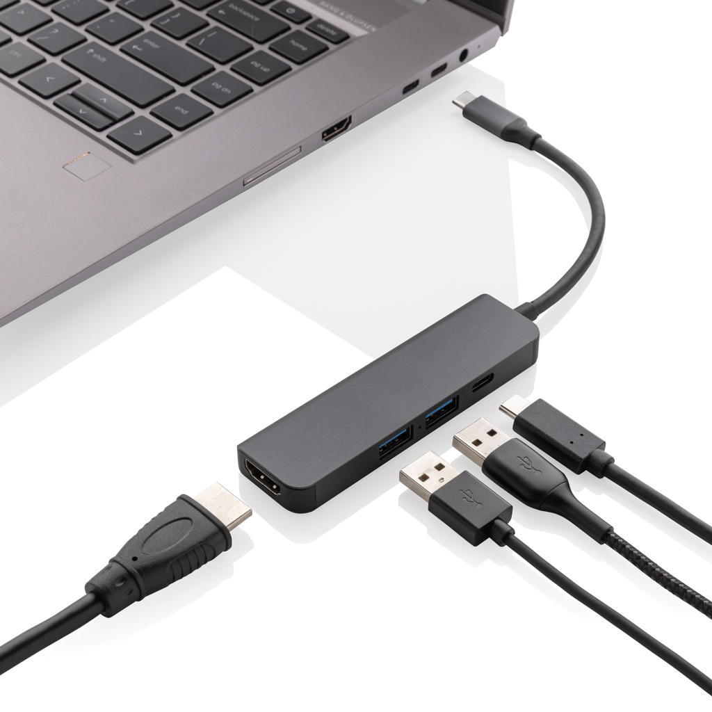 Terra Connect Hub aus recyceltem Aluminium – Innovatives Werbegeschenk mit Logo