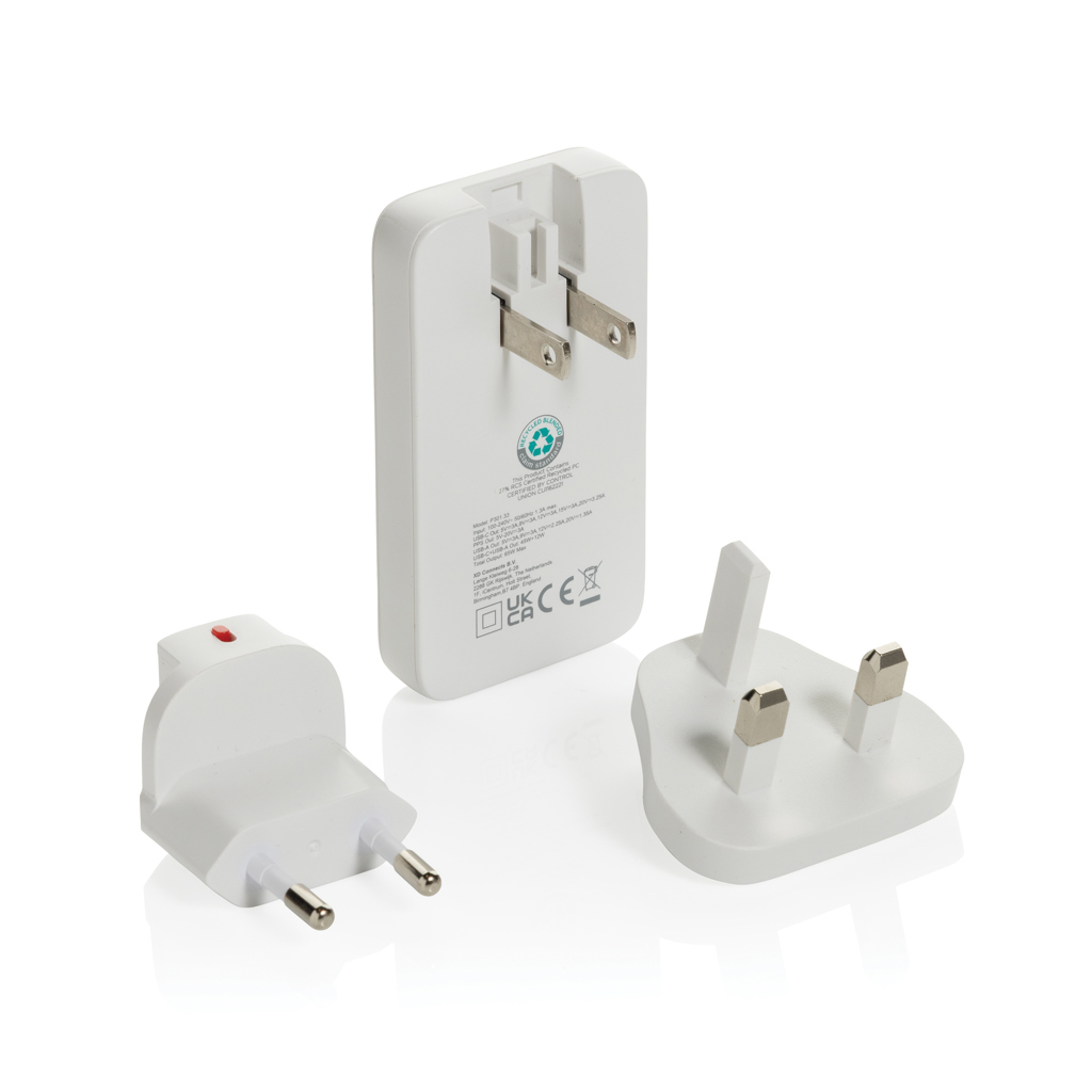 XD Collection Fluxo flaches 65W GaN-Ladegerät mit Stecker-Adaptern, bedruckbar