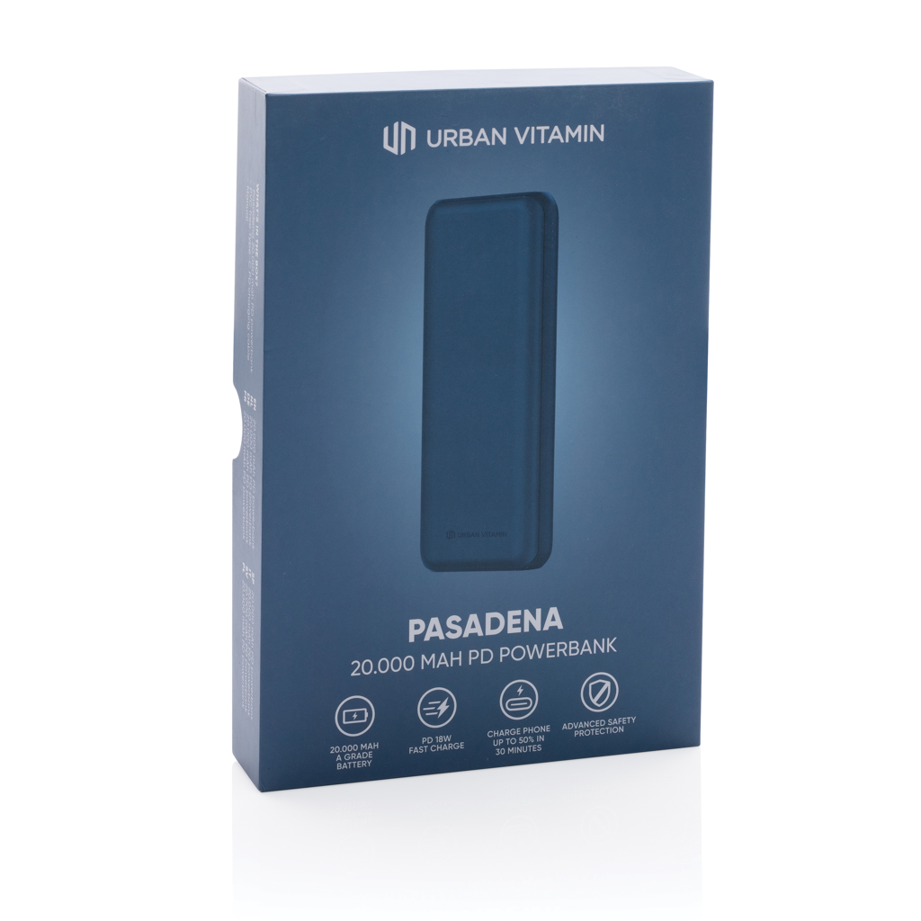 Urban Vitamin Pasadena 20.000 mAh Powerbank mit 18W USB-C PD, bedruckbar mit Logo