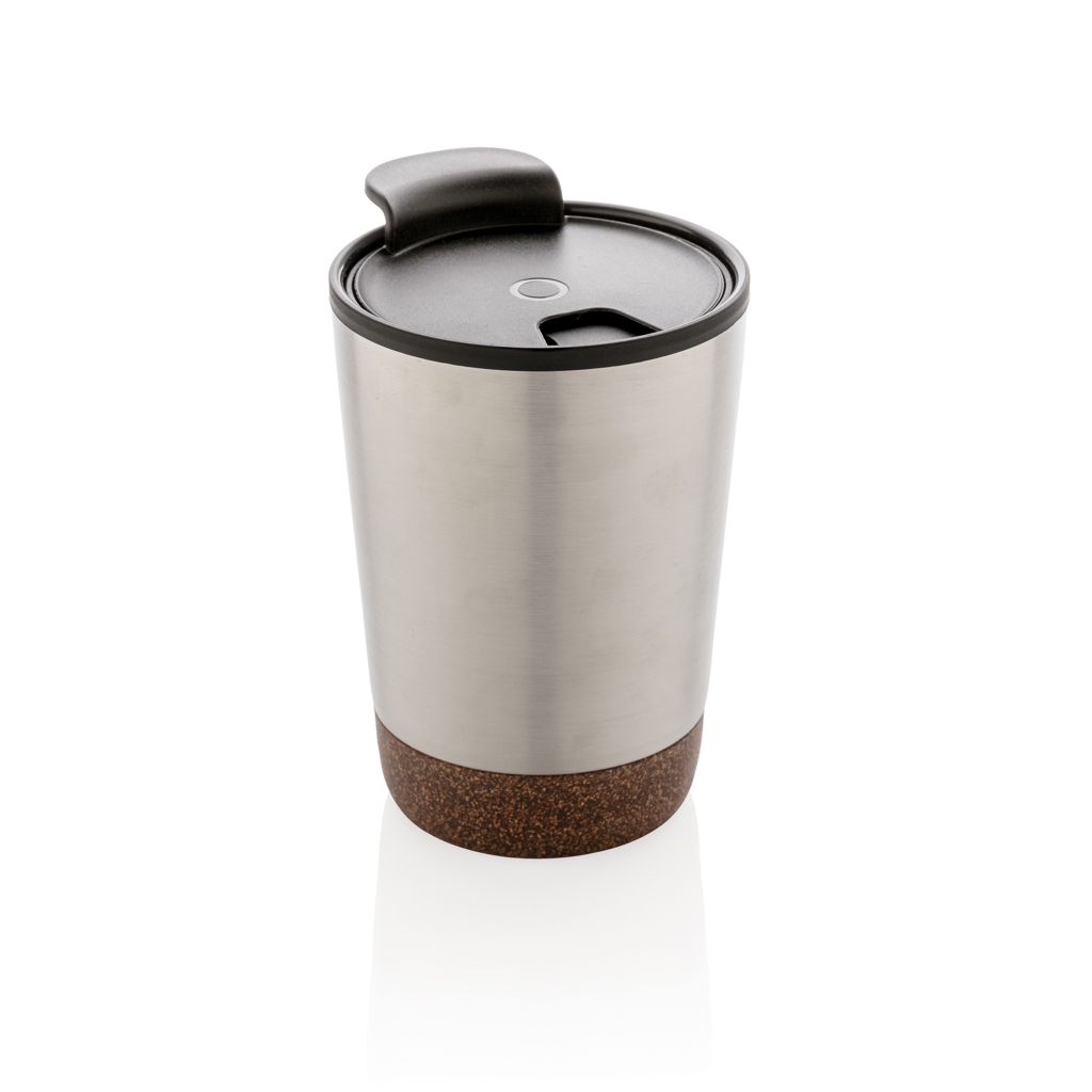 XD Collection RCS Edelstahl-Kaffeebecher mit Kork, 300 ml, mit Logo bedruckbar XD Collection RCS Edelstahl-Kaffeebecher mit Kork, 300 ml, mit Logo bedruckbar