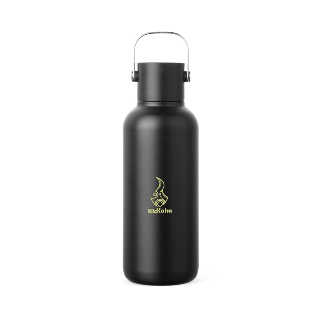 VINGA Cael Isolierflasche 600 ml mit Trinkhalm und Edelstahlgriff – mit Logo graviert oder bedruckt
