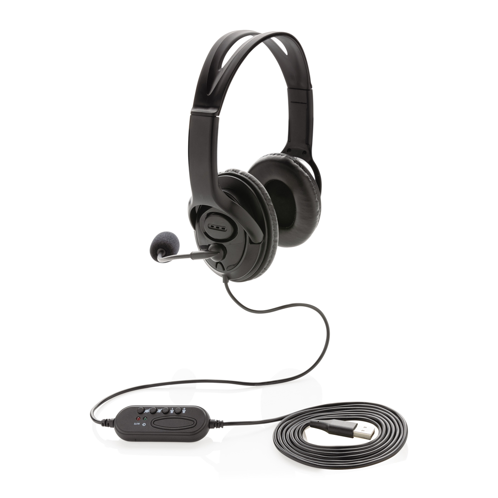 USB Over-Ear Headset mit Kabel und Mikrofon - XD Collection - bedruckbar mit Logo