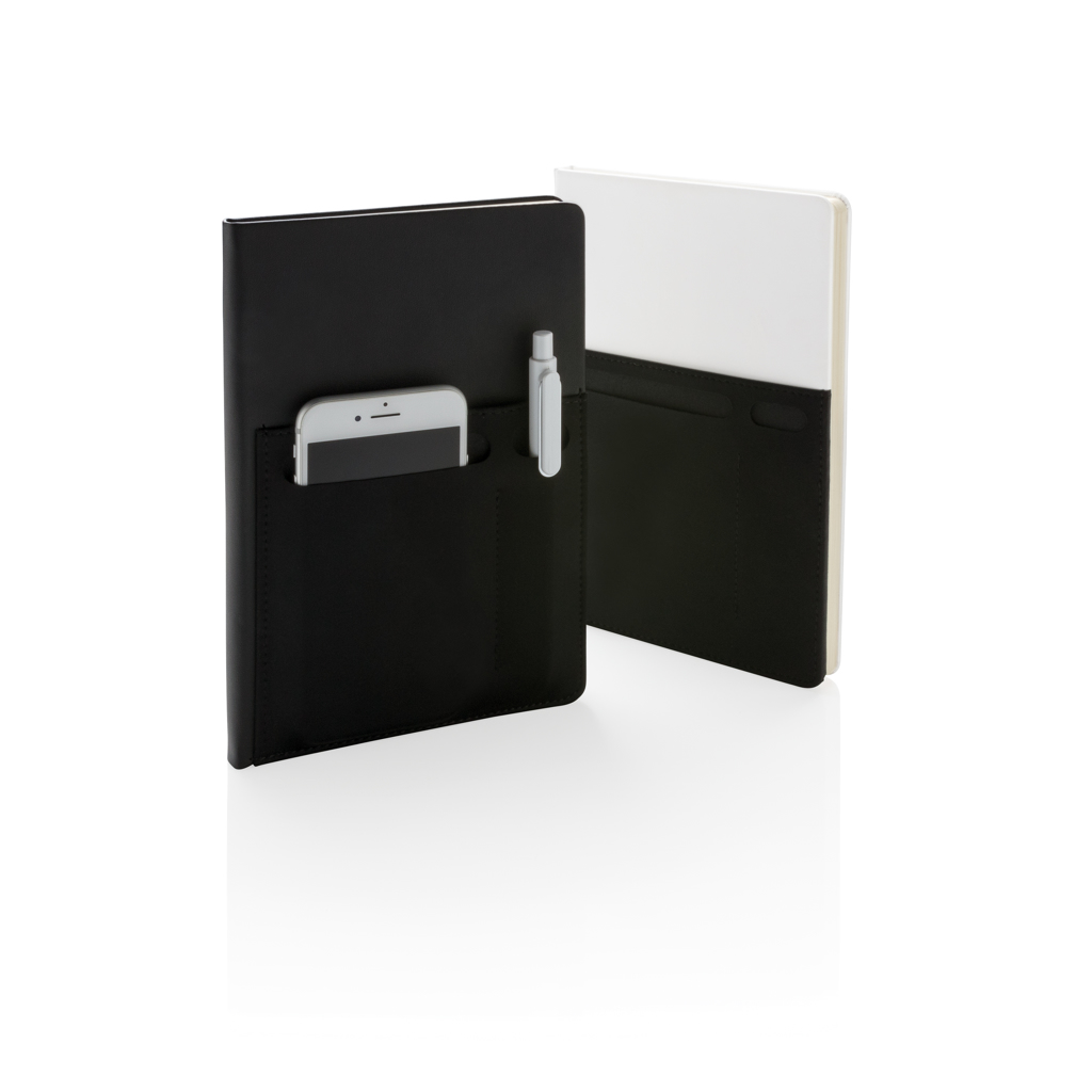 XD Collection A5 Notizbuch mit Smartphone- und Dokumentenfach, PU, bedruckbar