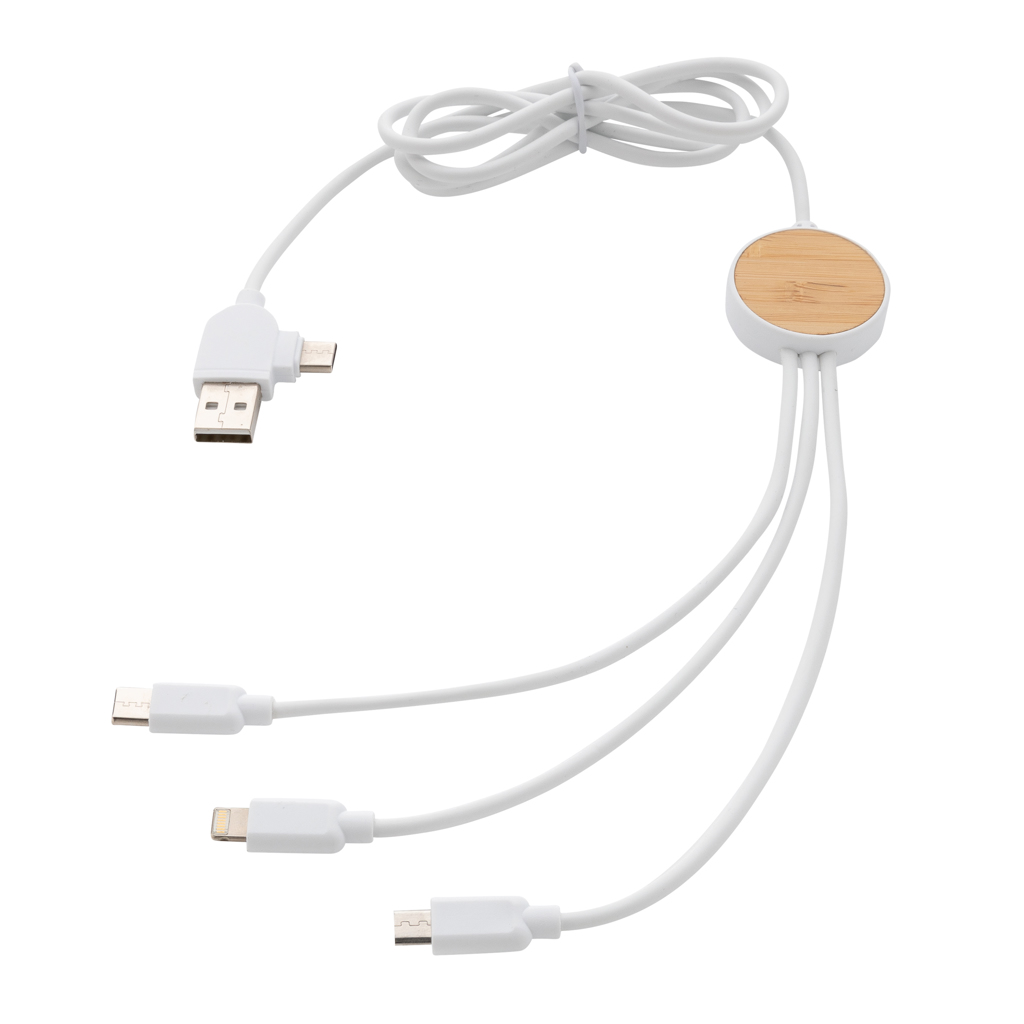 Ontario 6-in-1 Multikabel aus Recyclingmaterial – Vielseitiges Werbegeschenk für Events