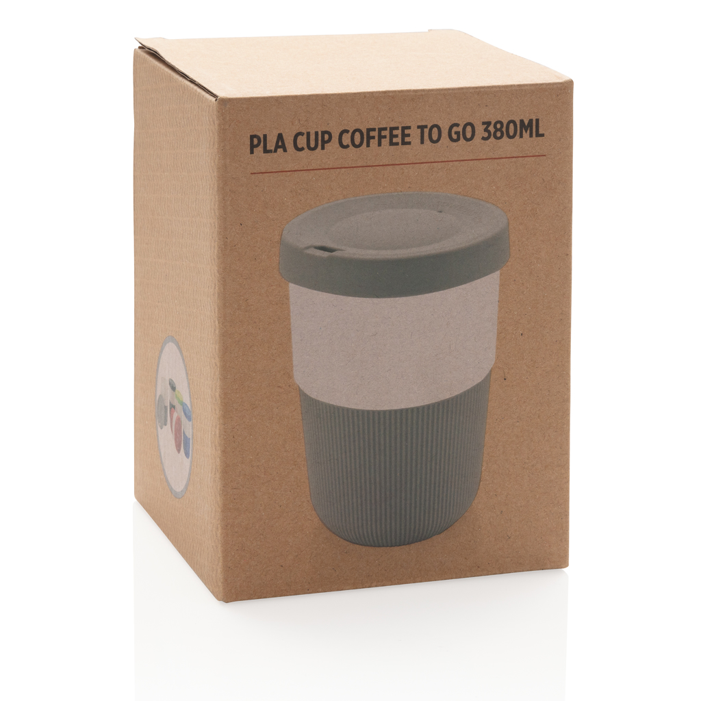 PLA Kaffeebecher To‑Go 380 ml, pflanzenbasiert – schwarz