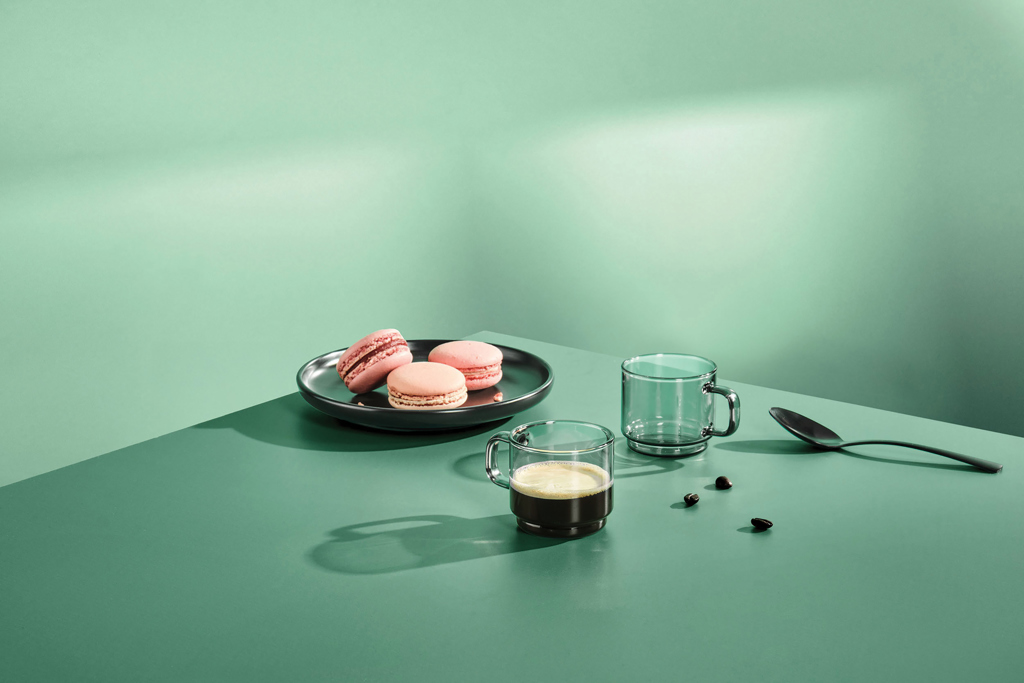 AdHoc Impact Espressotassen-Set 2 × 70 ml aus Borosilikatglas mit Logo-Druck