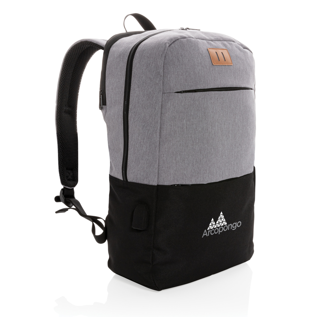 XD Collection Laptop-Rucksack 15,6 Zoll mit USB-Port und RFID-Schutz, PVC-frei