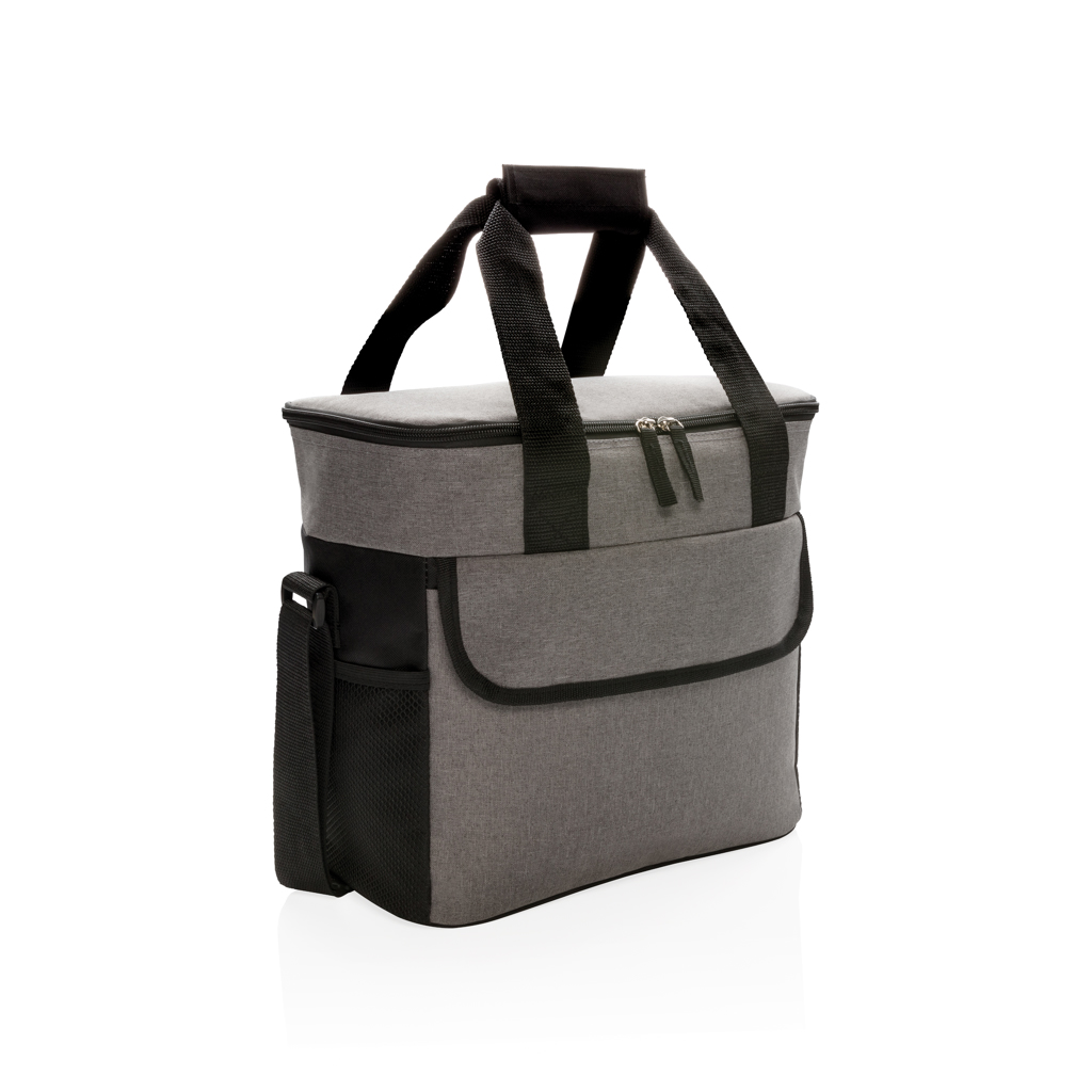XD Collection Große Kühltasche 600D Polyester für 20 Dosen, grau, mit Logo bedruckbar XD Collection Große Kühltasche 600D Polyester für 20 Dosen, grau, mit Logo bedruckbar