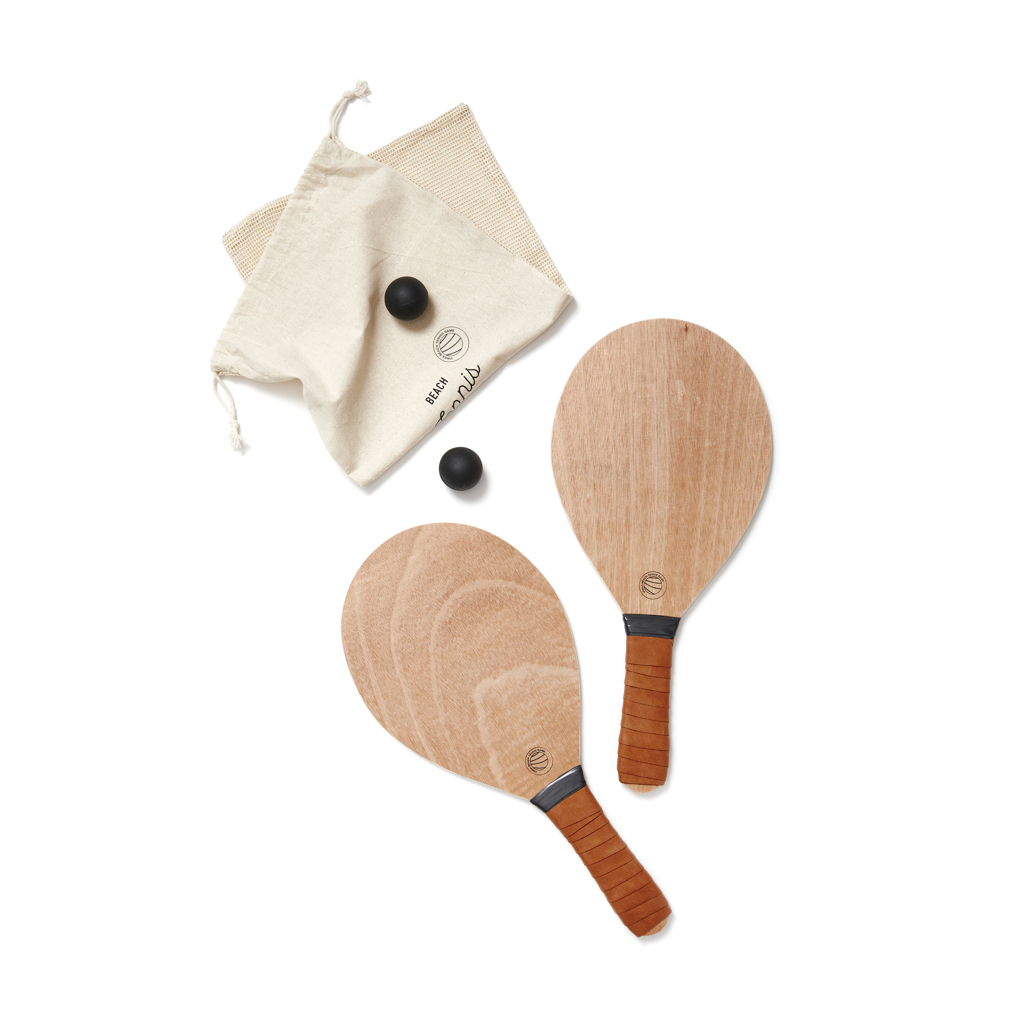 Vinga Colos Beach-Tennis-Set aus Pappelholz mit Logo-Veredelung Vinga Colos Beach-Tennis-Set aus Pappelholz mit Logo-Veredelung