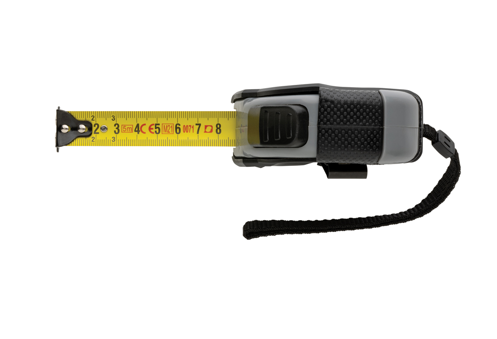 Auto-Stop-Maßband 5 m aus recyceltem ABS, XD Collection, mit Tampon- und Doming-Druck Auto-Stop-Maßband 5 m aus recyceltem ABS, XD Collection, mit Tampon- und Doming-Druck