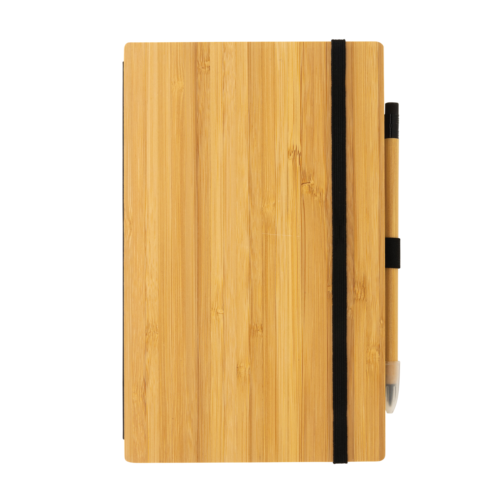 XD Collection FSC-Bambus-Notizbuch mit Infinity-Bleistift im Set — bedruckbar