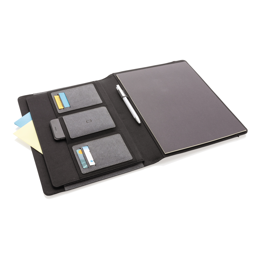 A4 Portfolio aus PU mit Notizblock, grau – XD Collection (mit Logo veredelbar) A4 Portfolio aus PU mit Notizblock, grau – XD Collection (mit Logo veredelbar)
