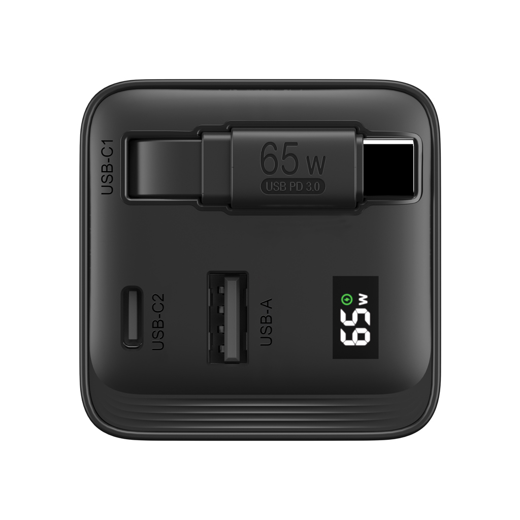 RCS‑zert. recyceltes 65W GaN USB‑C Ladegerät – schwarz