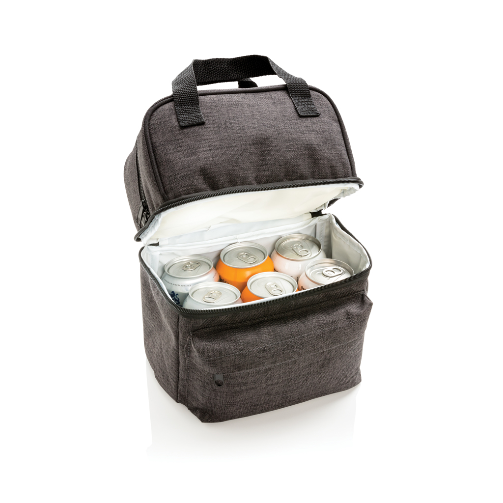 Kühltasche Pro 2-Fach, 6 Dosen, 600D Polyester – grau
