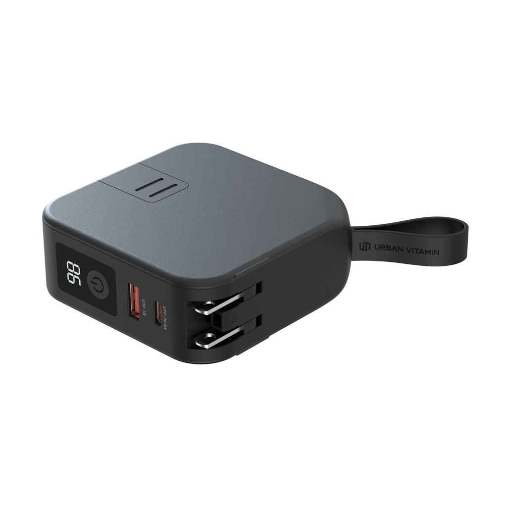 Urban Vitamin Saratoga 5-in-1 Powerbank 10.000 mAh mit Reise-Adaptern – bedruckbar