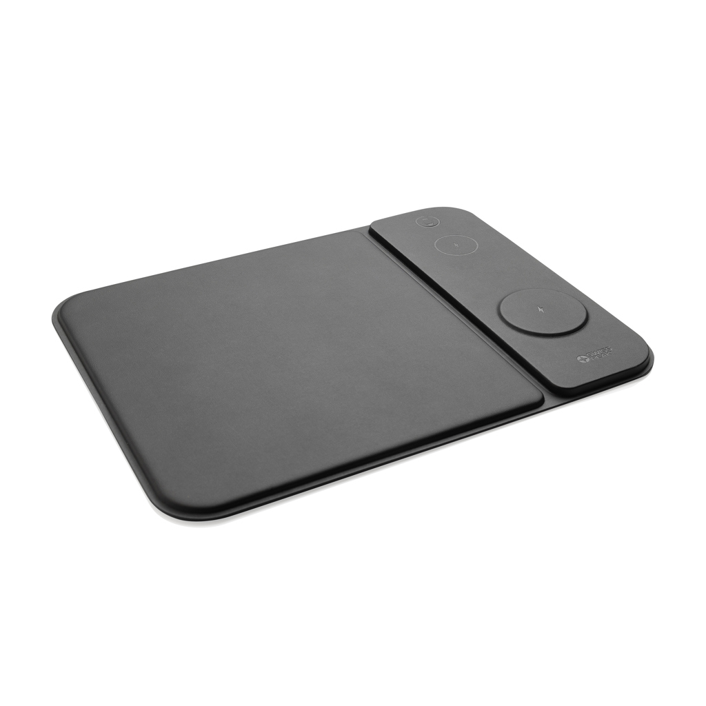 Swiss Peak 15W Lade-Mauspad in Schwarz – Premium Werbegeschenk mit Logo