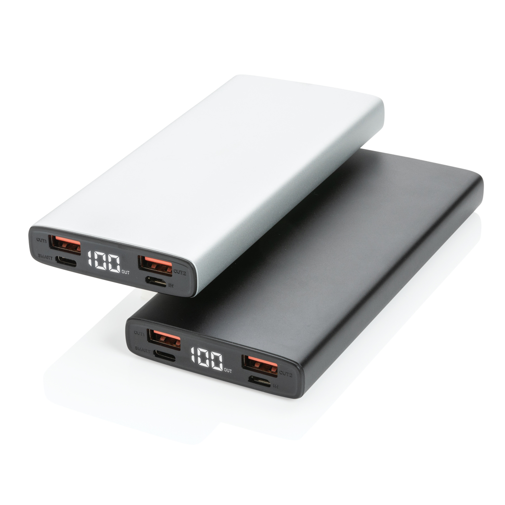 Powerbank 10.000 mAh 18W PD Aluminium, PVC-frei schwarz