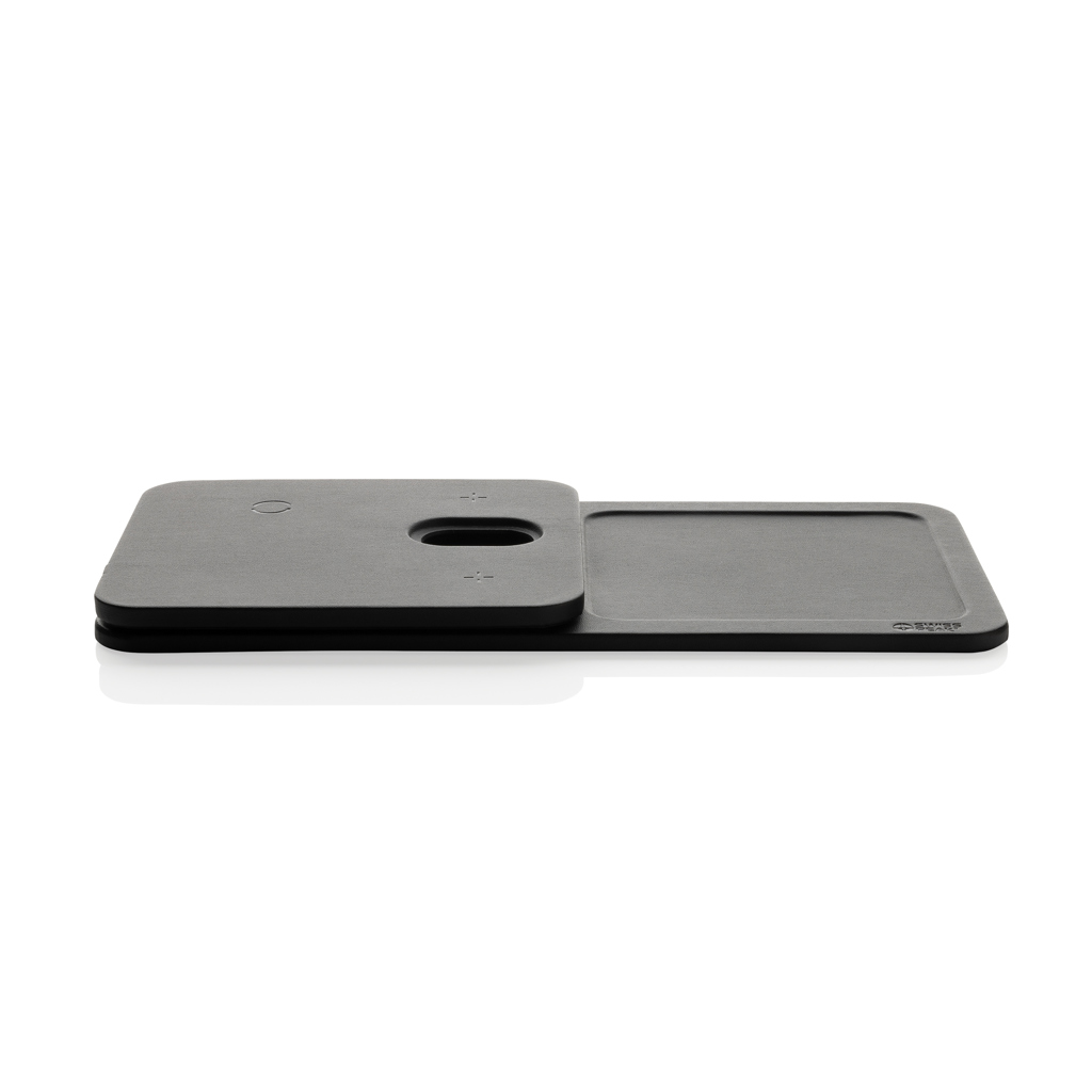 Swiss Peak 3-in-1 Wireless-Charging Desk-Tray aus RCS-recyceltem PU Swiss Peak 3-in-1 Wireless-Charging Desk-Tray aus RCS-recyceltem PU