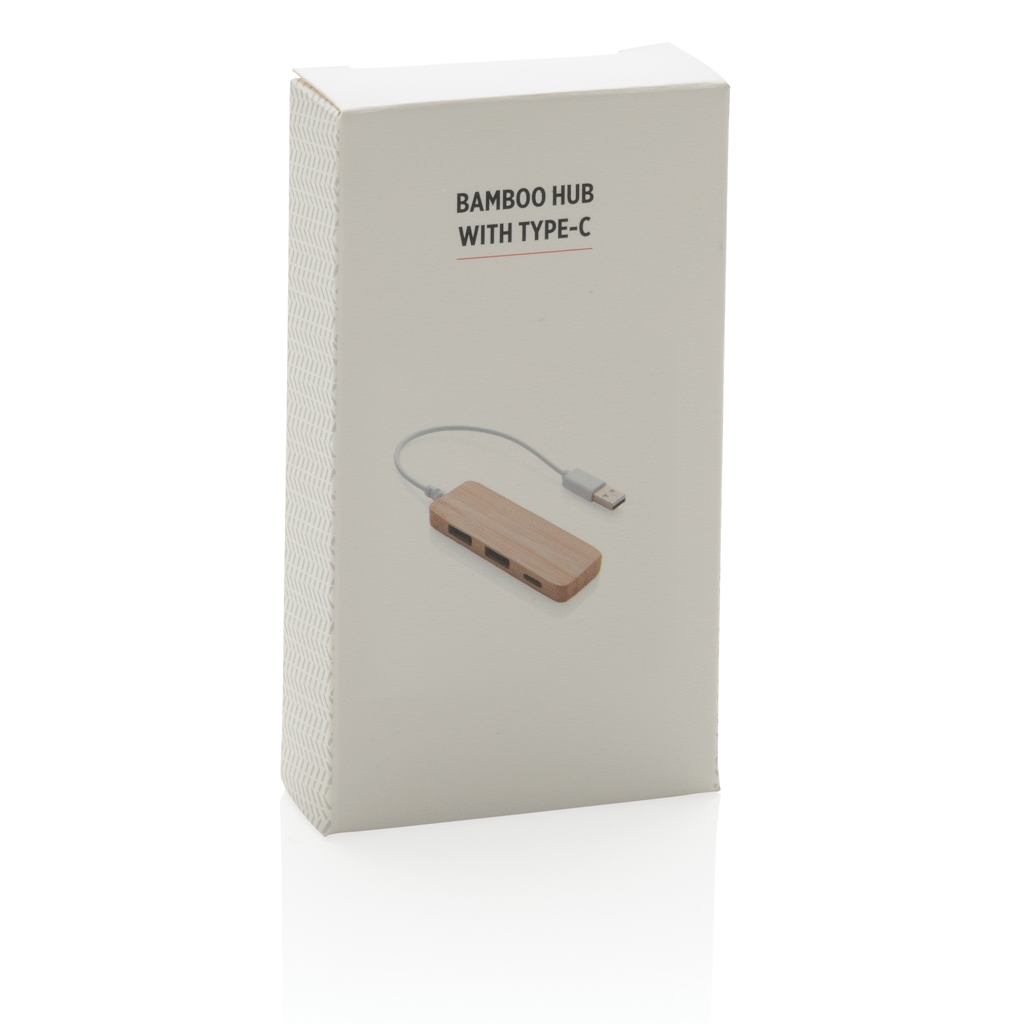Bambus USB 2.0 Hub, 2x USB-A + USB-C, PVC-frei – braun Bambus USB 2.0 Hub, 2x USB-A + USB-C, PVC-frei – braun