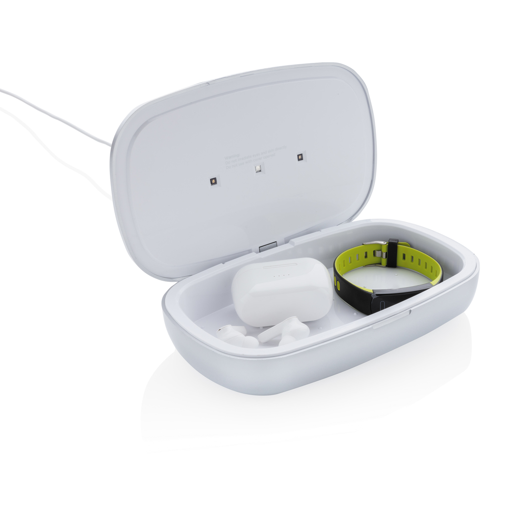 UV-C Sterilisationsbox mit Bambus & 5W Qi-Lader, grau UV-C Sterilisationsbox mit Bambus & 5W Qi-Lader, grau