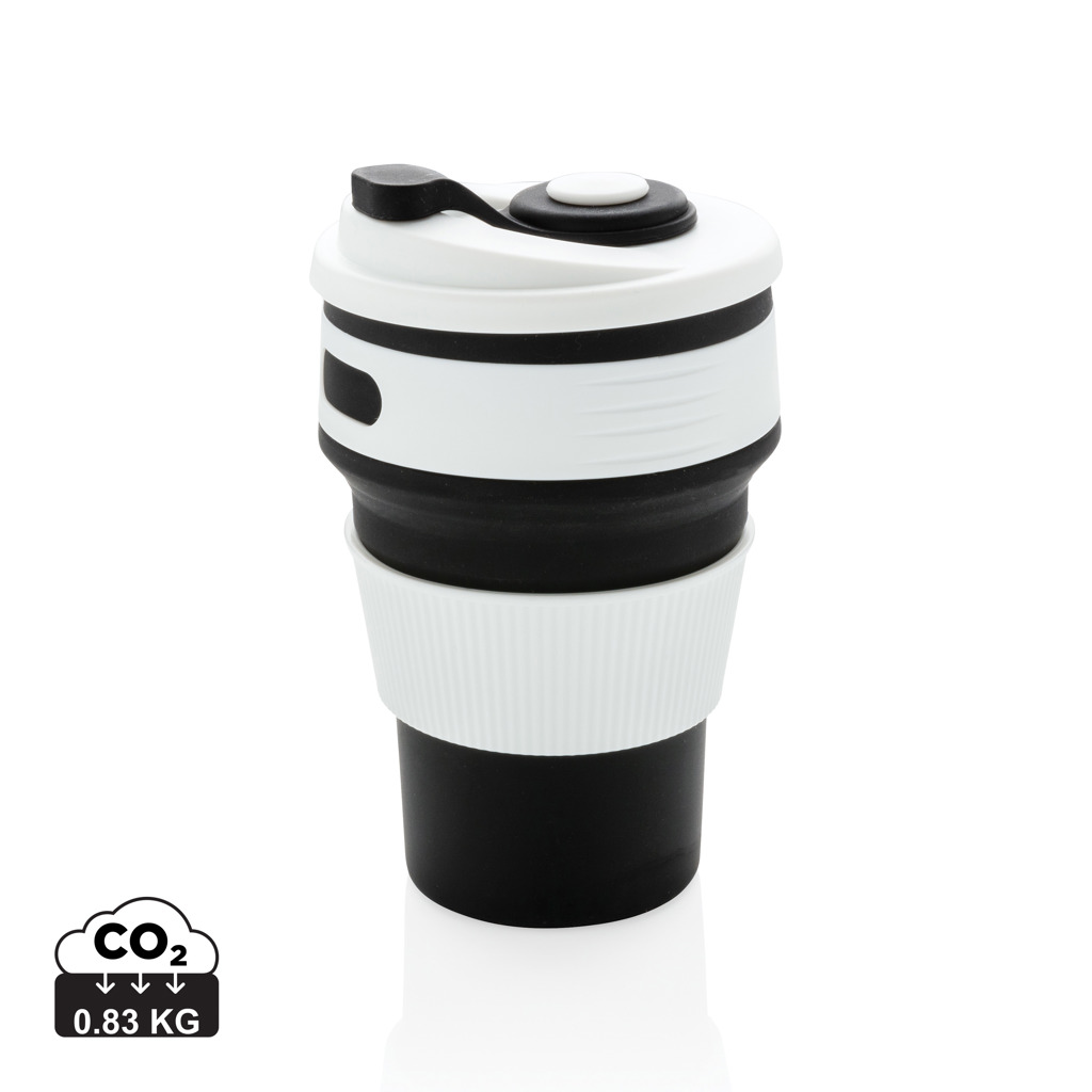 Faltbarer Silikon-Becher 350 ml, BPA-frei, bedruckbar