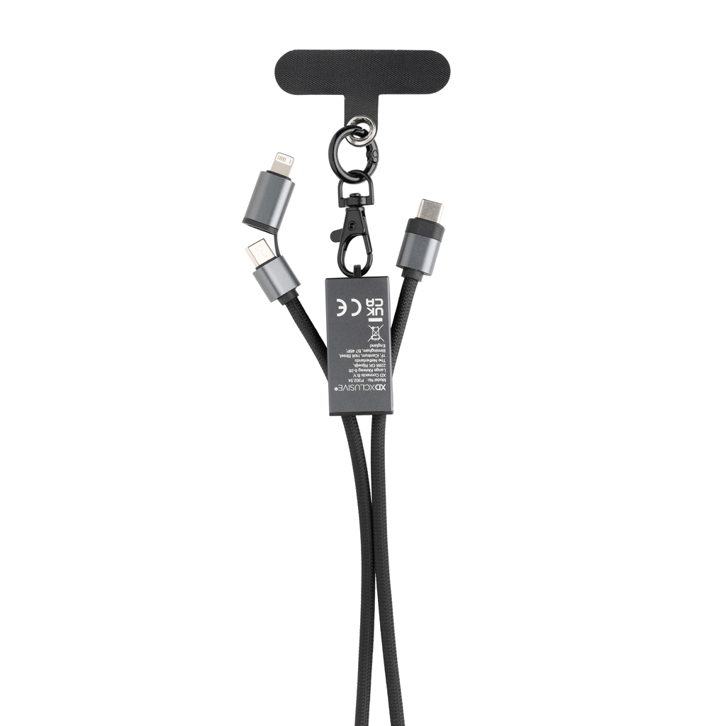 RCS-zertifiziertes RPET 60W Dual-Ladekabel USB-C/iOS – grau