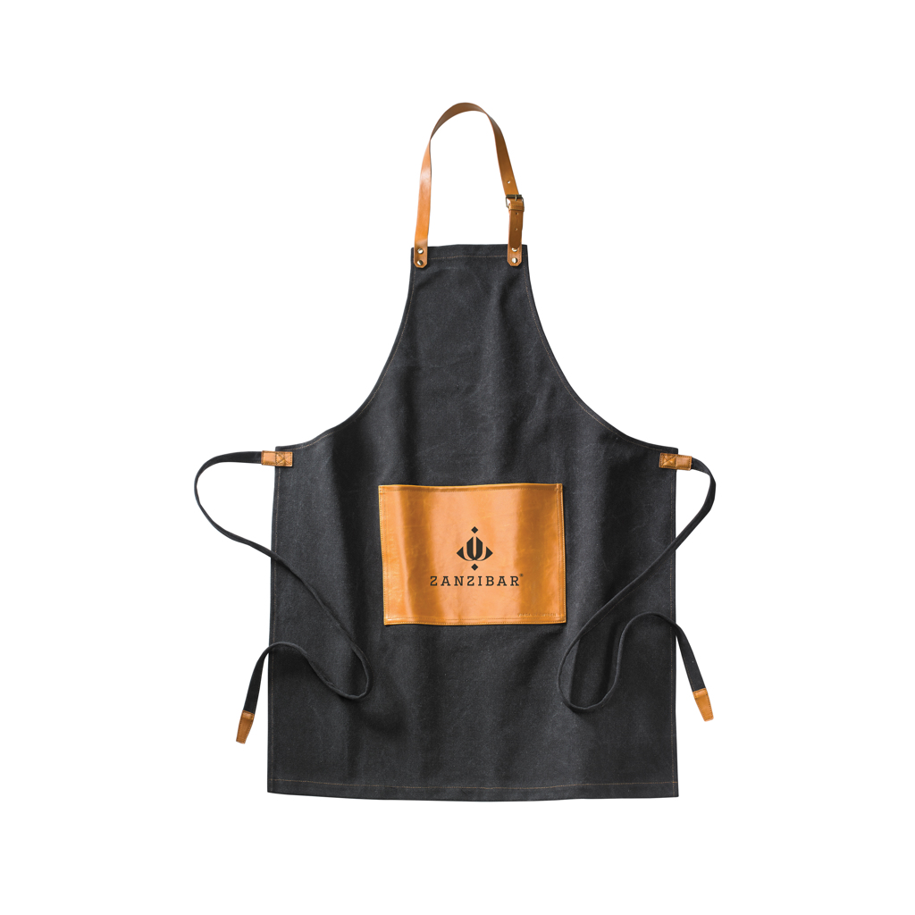 VINGA Asado Küchenschürze aus stonewashed Segeltuch mit PU-Details VINGA Asado Küchenschürze aus stonewashed Segeltuch mit PU-Details