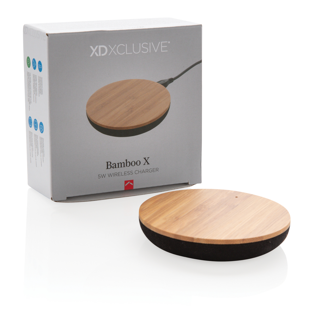 Bambus Qi Ladegerät 5W mit 30% recyceltem PET braun