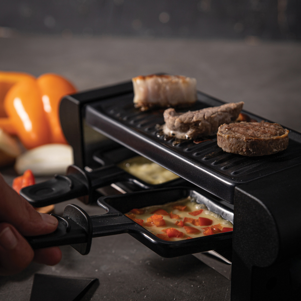 BOSKA Mini Raclette 220V Typ F für 2 Personen mit antihaftbeschichteten Pfännchen