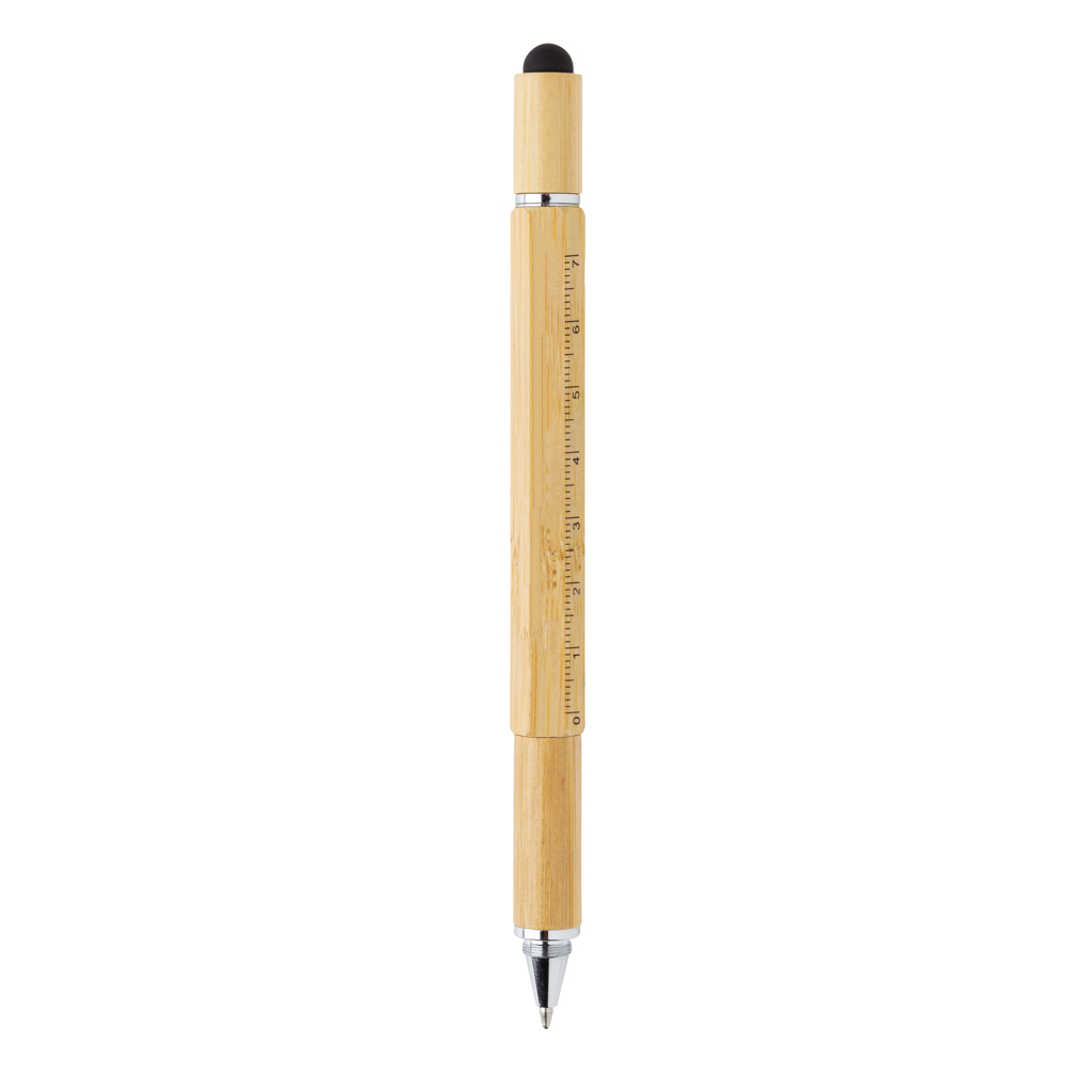 XD Collection 5-in-1 Bambus Tool-Stift mit Lineal, Wasserwaage und Stylus
