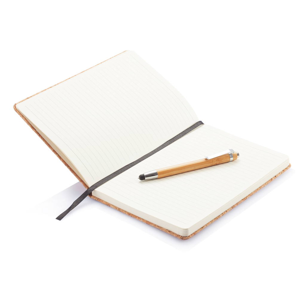 XD Collection Kork-Notizbuch A5 mit Bambus-Stift und Stylus, FSC-Mix XD Collection Kork-Notizbuch A5 mit Bambus-Stift und Stylus, FSC-Mix