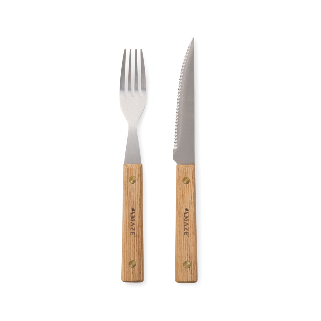 VINGA Paso BBQ-Besteck 8-teilig aus FSC-Eschenholz und Edelstahl