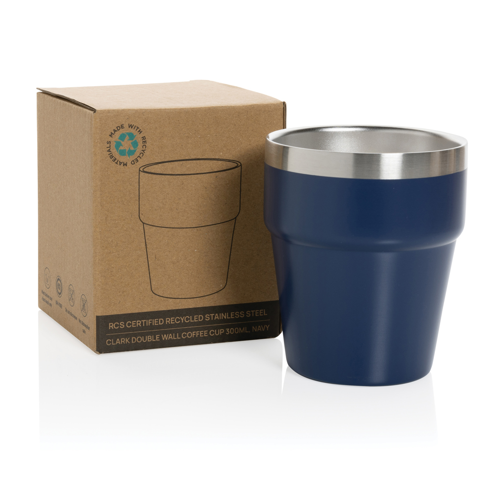 Clark Doppelwandige RCS Kaffeetasse 300 ml aus recyceltem Edelstahl