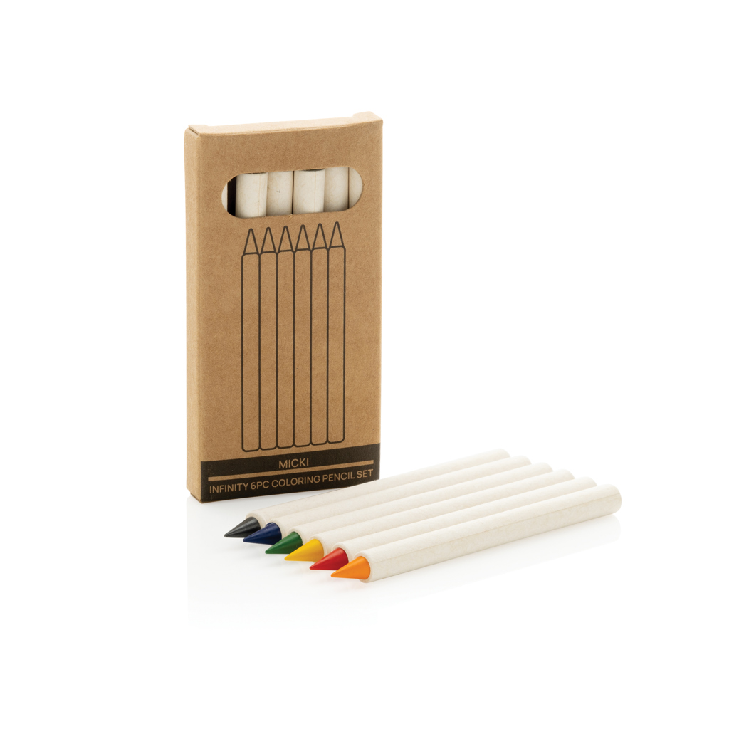 Micki Buntstift-Set 6tlg, 90% recycelt – Weiß