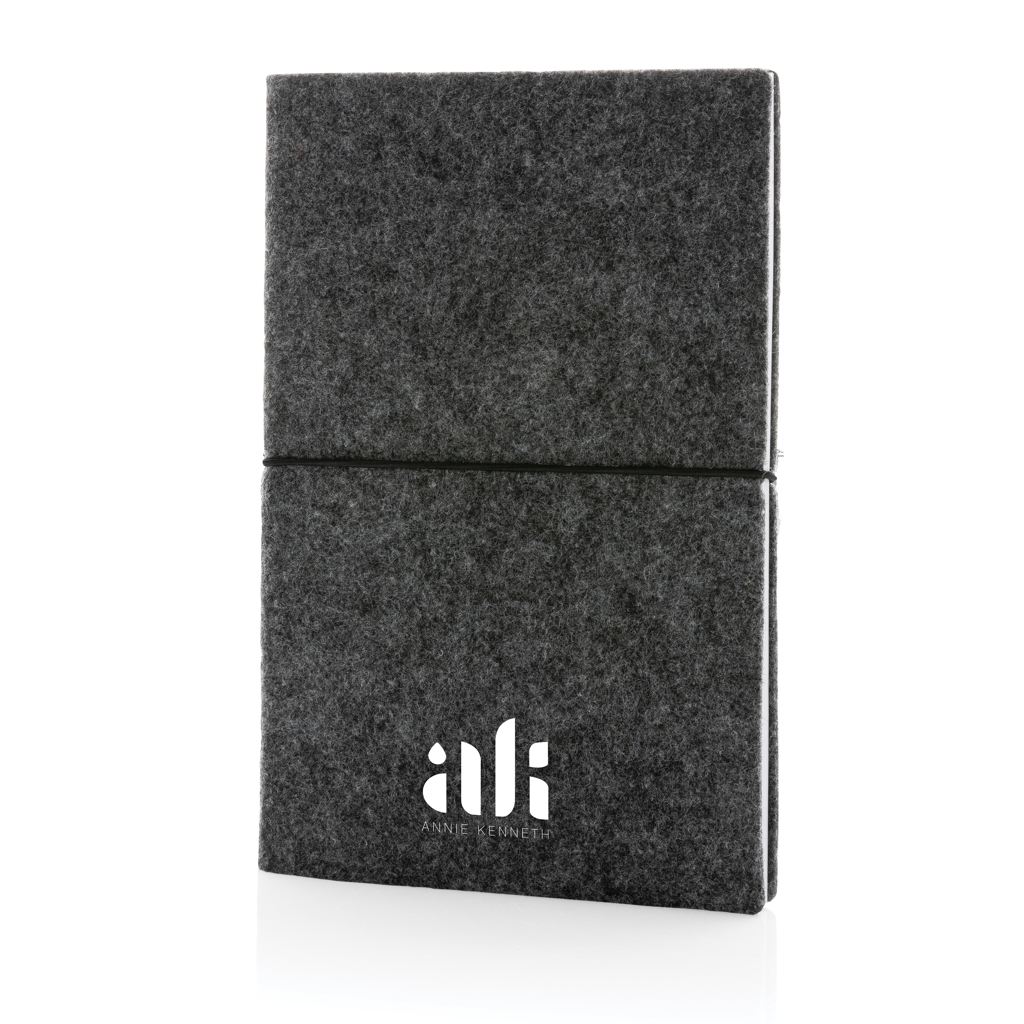 XD Collection A5-Softcover-Notizbuch aus GRS-zertifiziertem Recycling-Filz, bedruckbar XD Collection A5-Softcover-Notizbuch aus GRS-zertifiziertem Recycling-Filz, bedruckbar