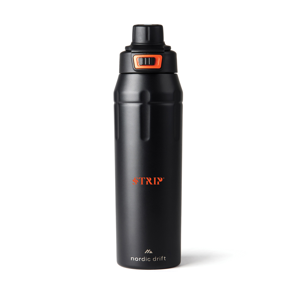 Nordic Drift Trail Sportflasche 750 ml RCS Edelstahl, schwarz – mit Lasergravur oder Tampondruck