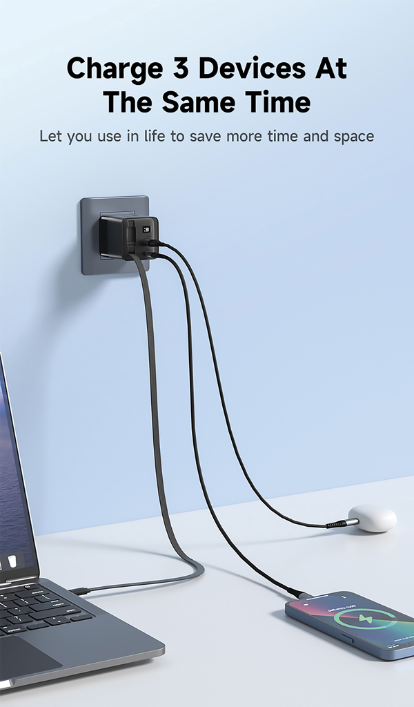 RCS‑zert. recyceltes 65W GaN USB‑C Ladegerät – schwarz
