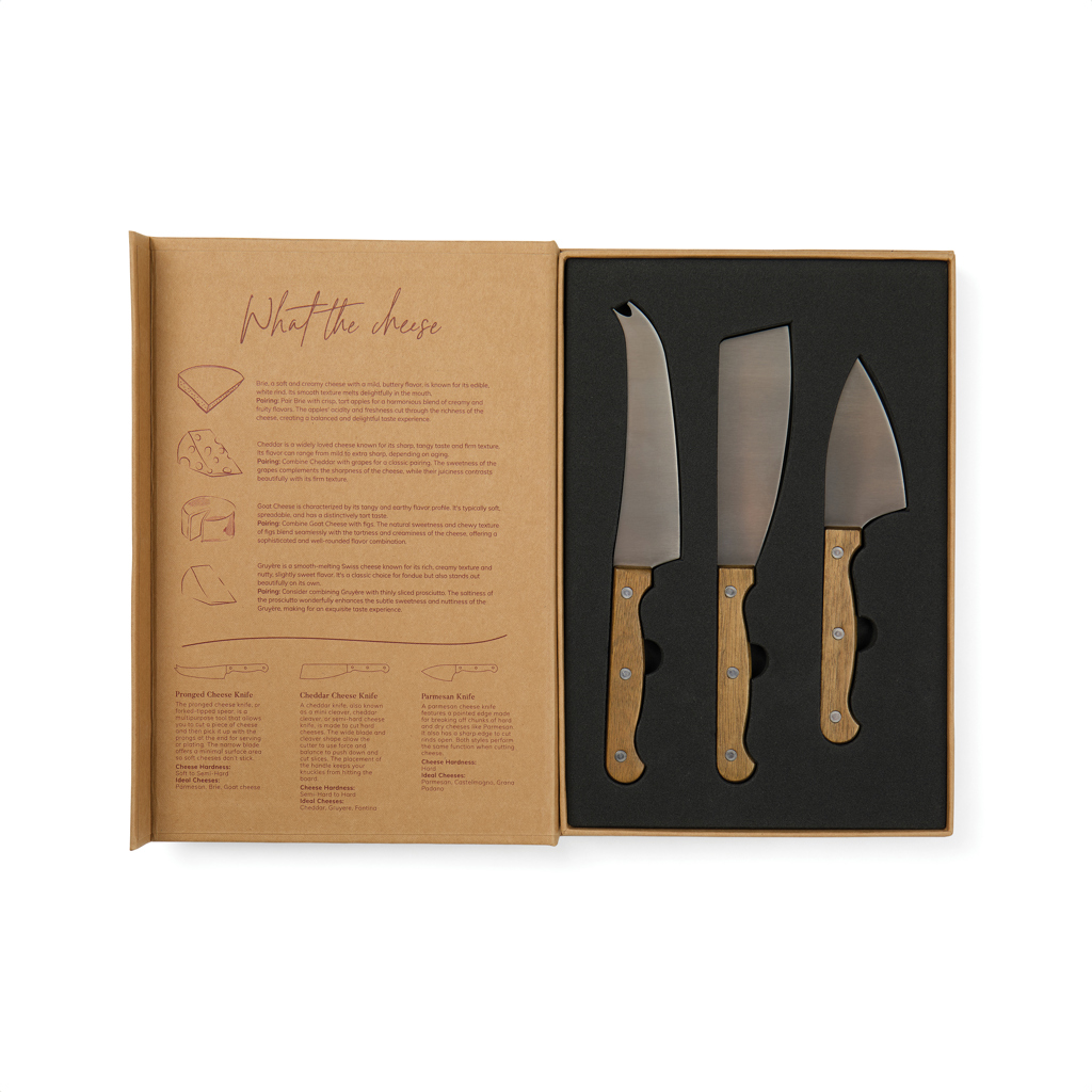 VINGA Käsemesser-Set Story of Cheese mit Buch-Geschenkbox (3-teilig, lasergravierbar) VINGA Käsemesser-Set Story of Cheese mit Buch-Geschenkbox (3-teilig, lasergravierbar)