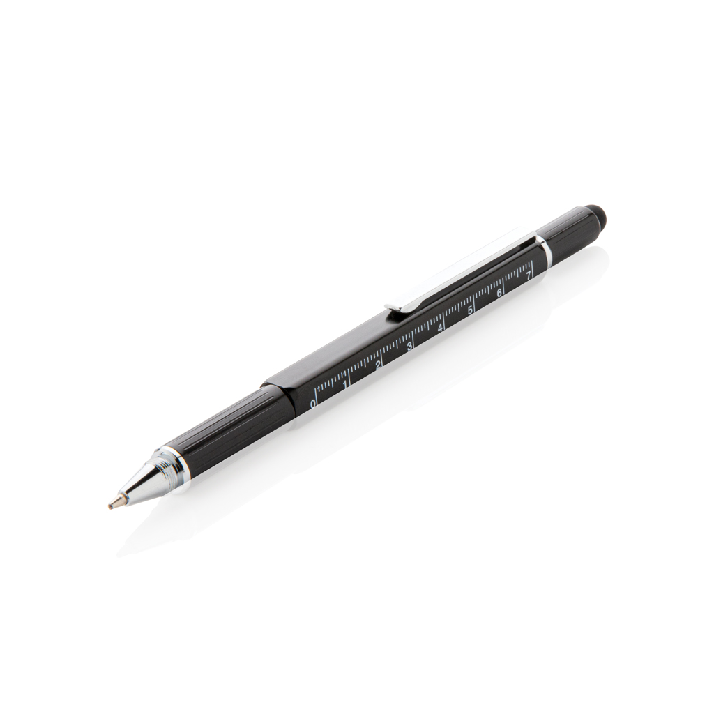 XD Collection 5-in-1 Aluminium Tool-Stift mit Wasserwaage, Skala, Schraubendreher und Stylus