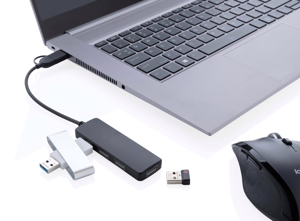 USB-Hub RCS Recycled ABS, dualer Input – Ideales Event-Giveaway mit Logo USB-Hub RCS Recycled ABS, dualer Input – Ideales Event-Giveaway mit Logo