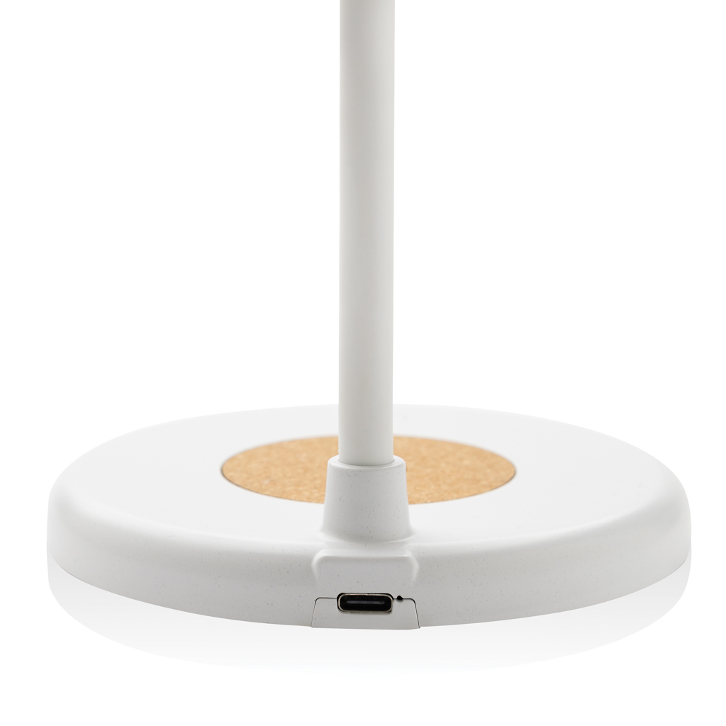 Zenara 15W Wireless Charger mit Schreibtischlampe aus recyceltem ABS und FSC-Kork